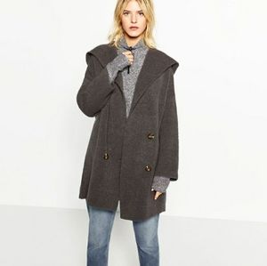Zara Oversized Double Breasted Hooded Cardigan